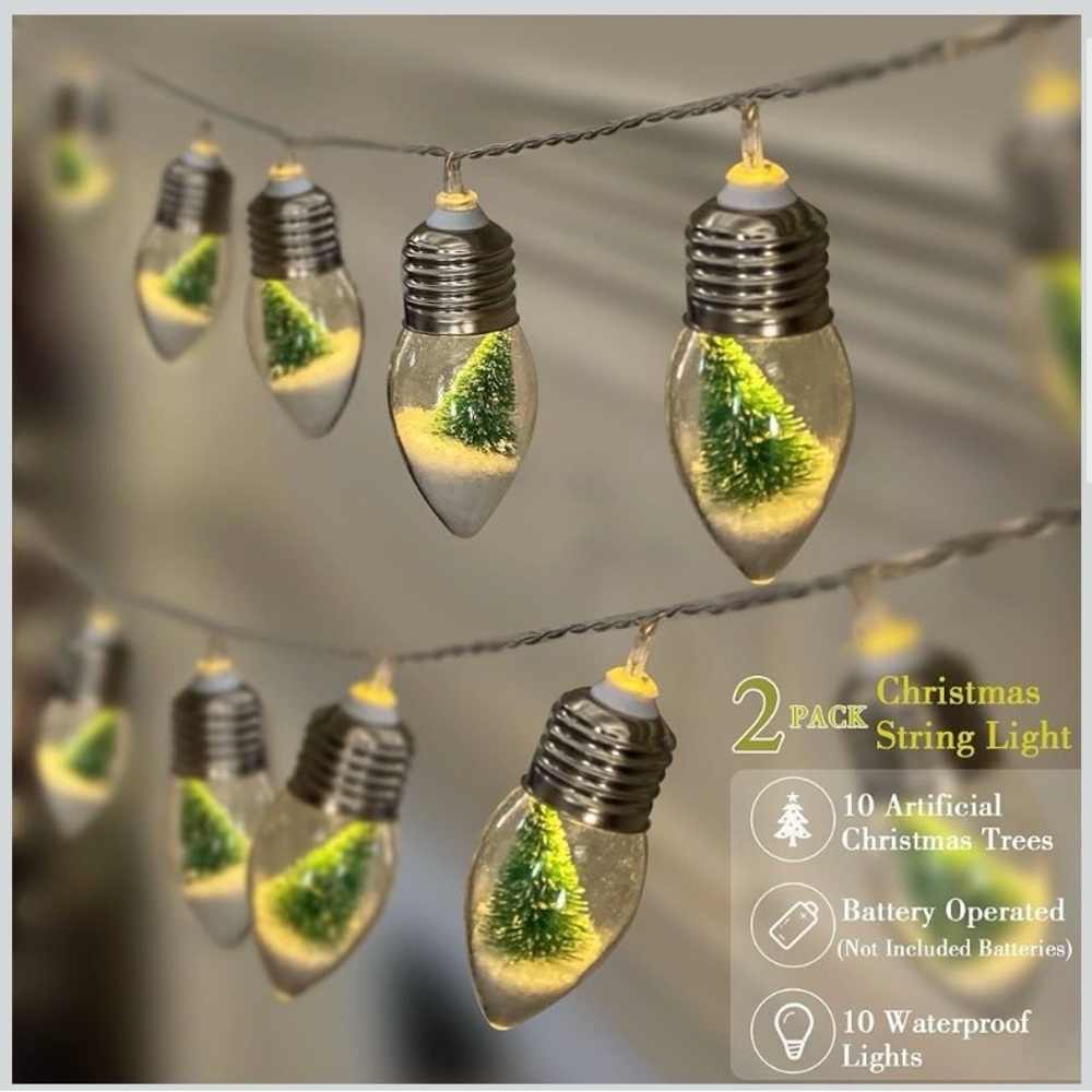 2 Pack Christmas String Lights with Artificial Trees